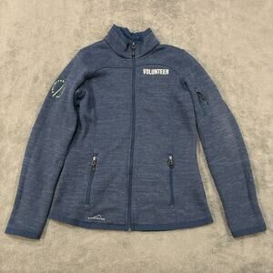 Eddie Bauer Blue Fleece Jacket Full Zip Warm Hiking Outdoor Layer Women’s Size M